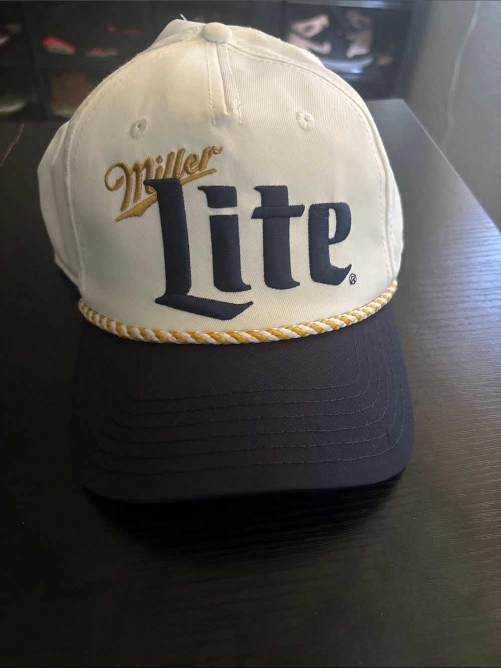 Miller Lite Two-Tone Rope-Trim Baseball Cap - White & Navy
